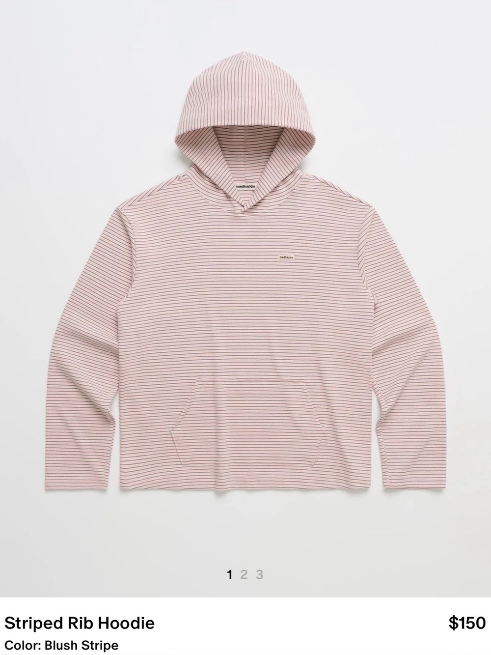 madhappy striped rib hoodie in blush stripe